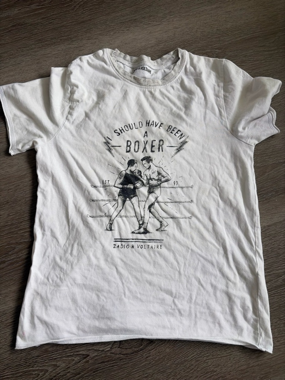 Zadig & Voltaire White 'Should Have Been a Boxer' baby tee